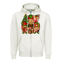 Oatmeal Heather Christmas Elf Truck Zipper Hoodie - BundleAndBundleShop