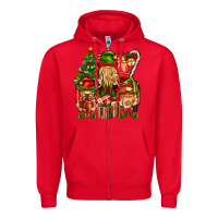 Red Christmas Elf Truck Zipper Hoodie - BundleAndBundleShop