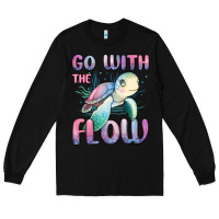 Black go with flow turtle Long Sleeve Tee - MaliasSmallBusiness