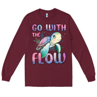 Burgundy go with flow turtle Long Sleeve Tee - MaliasSmallBusiness