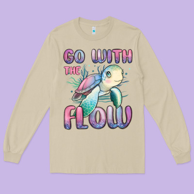 Go With Flow Turtle Long Sleeve Tee Designed By Maliassmallbusiness