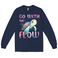 Navy go with flow turtle Long Sleeve Tee - MaliasSmallBusiness