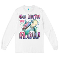 White go with flow turtle Long Sleeve Tee - MaliasSmallBusiness