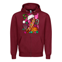 Burgundy Pink Christmas Breast Cancer Ribbon Basketball Zipper Hoodie - BundleAndBundleShop