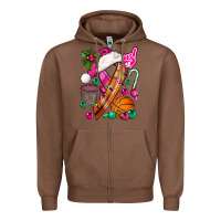 Chestnut Pink Christmas Breast Cancer Ribbon Basketball Zipper Hoodie - BundleAndBundleShop