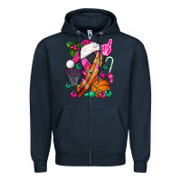 Navy Pink Christmas Breast Cancer Ribbon Basketball Zipper Hoodie - BundleAndBundleShop