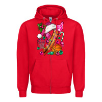 Red Pink Christmas Breast Cancer Ribbon Basketball Zipper Hoodie - BundleAndBundleShop