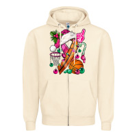 Sandshell Pink Christmas Breast Cancer Ribbon Basketball Zipper Hoodie - BundleAndBundleShop