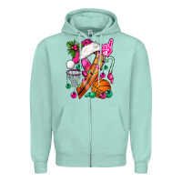 Seafoam Pink Christmas Breast Cancer Ribbon Basketball Zipper Hoodie - BundleAndBundleShop