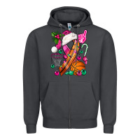Smoke Pink Christmas Breast Cancer Ribbon Basketball Zipper Hoodie - BundleAndBundleShop