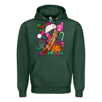 Sports Green Pink Christmas Breast Cancer Ribbon Basketball Zipper Hoodie - BundleAndBundleShop