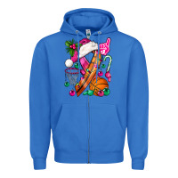 True Royal Pink Christmas Breast Cancer Ribbon Basketball Zipper Hoodie - BundleAndBundleShop