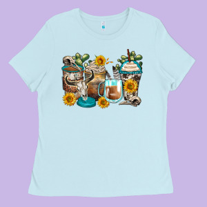 Bull Skull Coffee Cups Ladies Tee Designed By Zillion Design Studio