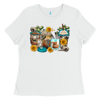 White bull skull coffee cups Ladies Tee - Zillion Design Studio