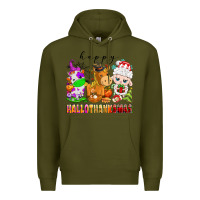 Army Green happy hallothanksmas farm animals Premium Hoodie - texasbilliewilder