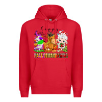 Red happy hallothanksmas farm animals Premium Hoodie - texasbilliewilder
