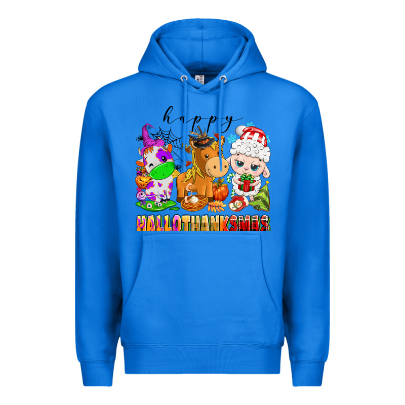 Happy Hallothanksmas Farm Animals Premium Hoodie by texasbilliewilder | Teevron