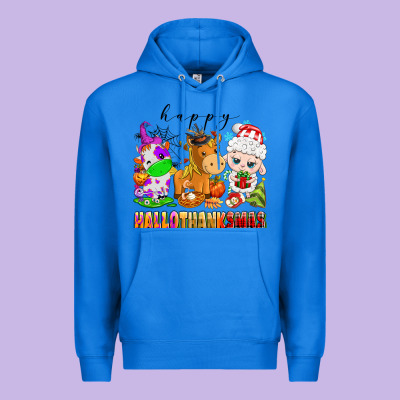 Happy Hallothanksmas Farm Animals Premium Hoodie Designed By Texasbilliewilder