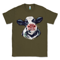 Army Green holstein calf face Classic Tee - LillyAllenDesigns