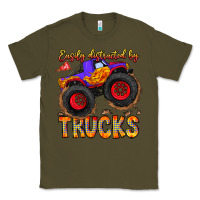 Army Green Easily Distracted By Trucks Classic Tee - CowhideDigitalArt