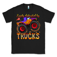 Black Easily Distracted By Trucks Classic Tee - CowhideDigitalArt