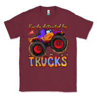 Burgundy Easily Distracted By Trucks Classic Tee - CowhideDigitalArt