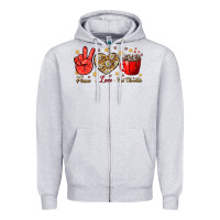 Heather Grey Peace Love Hot Chocolate Zipper Hoodie - BundleAndBundleShop