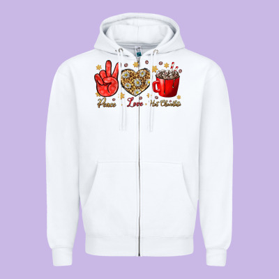 Peace Love Hot Chocolate Zipper Hoodie Designed By Bundleandbundleshop