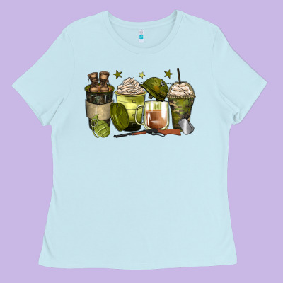 Army Coffee Cups Ladies Tee Designed By Zillion Design Studio