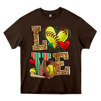 Chocolate Brown love softball Heavy Core Tee - Zillion Design Studio