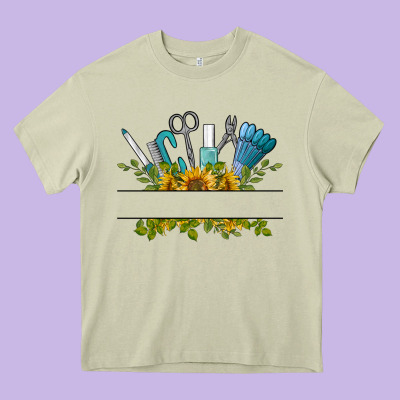 Customize Nail Tools With Sunflower Heavy Core Tee Designed By Barkaloodesign