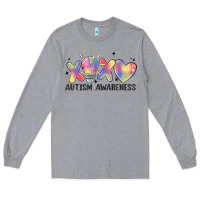 Heather Grey autism awareness Long Sleeve Tee - MaliasSmallBusiness