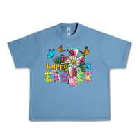 Pebble Blue happy easter cross Urban Heavy Tee - BarkalooDesign