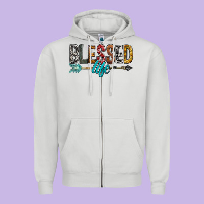 Blessed Life Zipper Hoodie Designed By Bundleandbundleshop