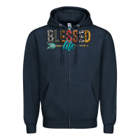 Navy Blessed Life Zipper Hoodie - BundleAndBundleShop