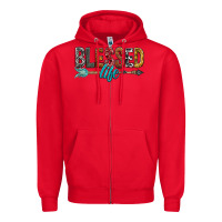 Red Blessed Life Zipper Hoodie - BundleAndBundleShop