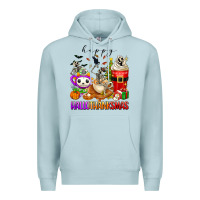 Blue Mist happy hallothanksmas skeleton coffee cups Premium Hoodie - texasbilliewilder