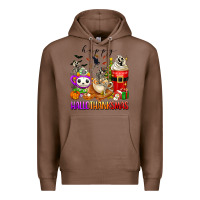 Chestnut happy hallothanksmas skeleton coffee cups Premium Hoodie - texasbilliewilder