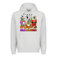 Dove Grey happy hallothanksmas skeleton coffee cups Premium Hoodie - texasbilliewilder