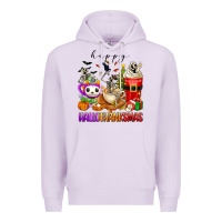 Lilac happy hallothanksmas skeleton coffee cups Premium Hoodie - texasbilliewilder