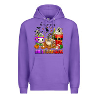Purple happy hallothanksmas skeleton coffee cups Premium Hoodie - texasbilliewilder