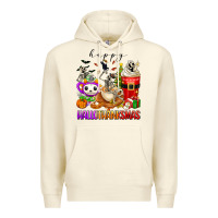 Sandshell happy hallothanksmas skeleton coffee cups Premium Hoodie - texasbilliewilder