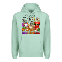 Seafoam happy hallothanksmas skeleton coffee cups Premium Hoodie - texasbilliewilder