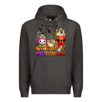 Smoke happy hallothanksmas skeleton coffee cups Premium Hoodie - texasbilliewilder