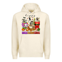 Tofu happy hallothanksmas skeleton coffee cups Premium Hoodie - texasbilliewilder