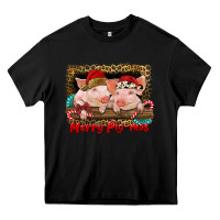 Black merry pig mas Heavy Core Tee - RanaPortraitStore