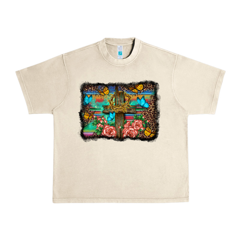 Wooden Cross Background Urban Heavy Tee by BarkalooDesign | Teevron