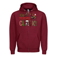 Burgundy You Serious Clark With Santa Sleigh Zipper Hoodie - BundleAndBundleShop