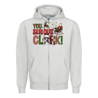 Dove Grey You Serious Clark With Santa Sleigh Zipper Hoodie - BundleAndBundleShop
