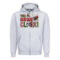 Heather Grey You Serious Clark With Santa Sleigh Zipper Hoodie - BundleAndBundleShop